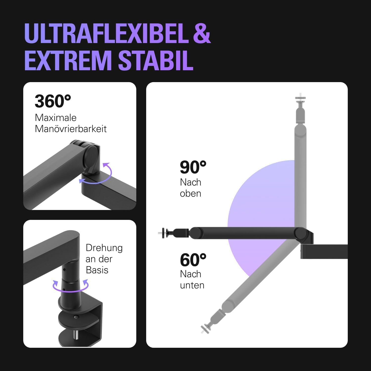 Detalle de Elgato Wave Mic Arm Pro – Gasfeder-Mikrofonarm mit verdeckten Kabelkanälen und starker Tragfähigkeit