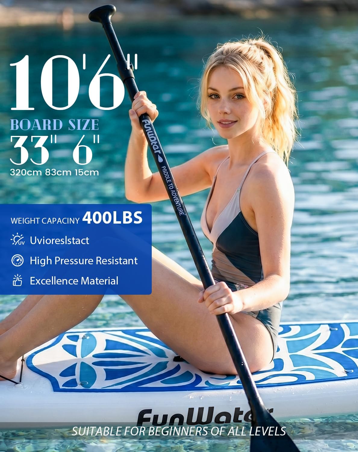 Detalle de FunWater Inflatable Stand-Up Paddleboard 10'6