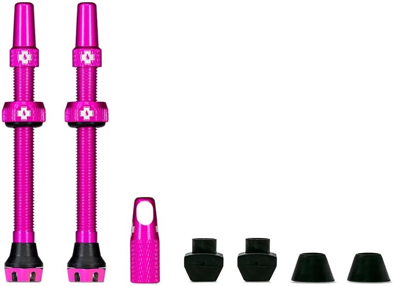 Muc-Off Valves Presta Tubeless 44 mm anti-fuite avec outil intégré (paire) – Rose