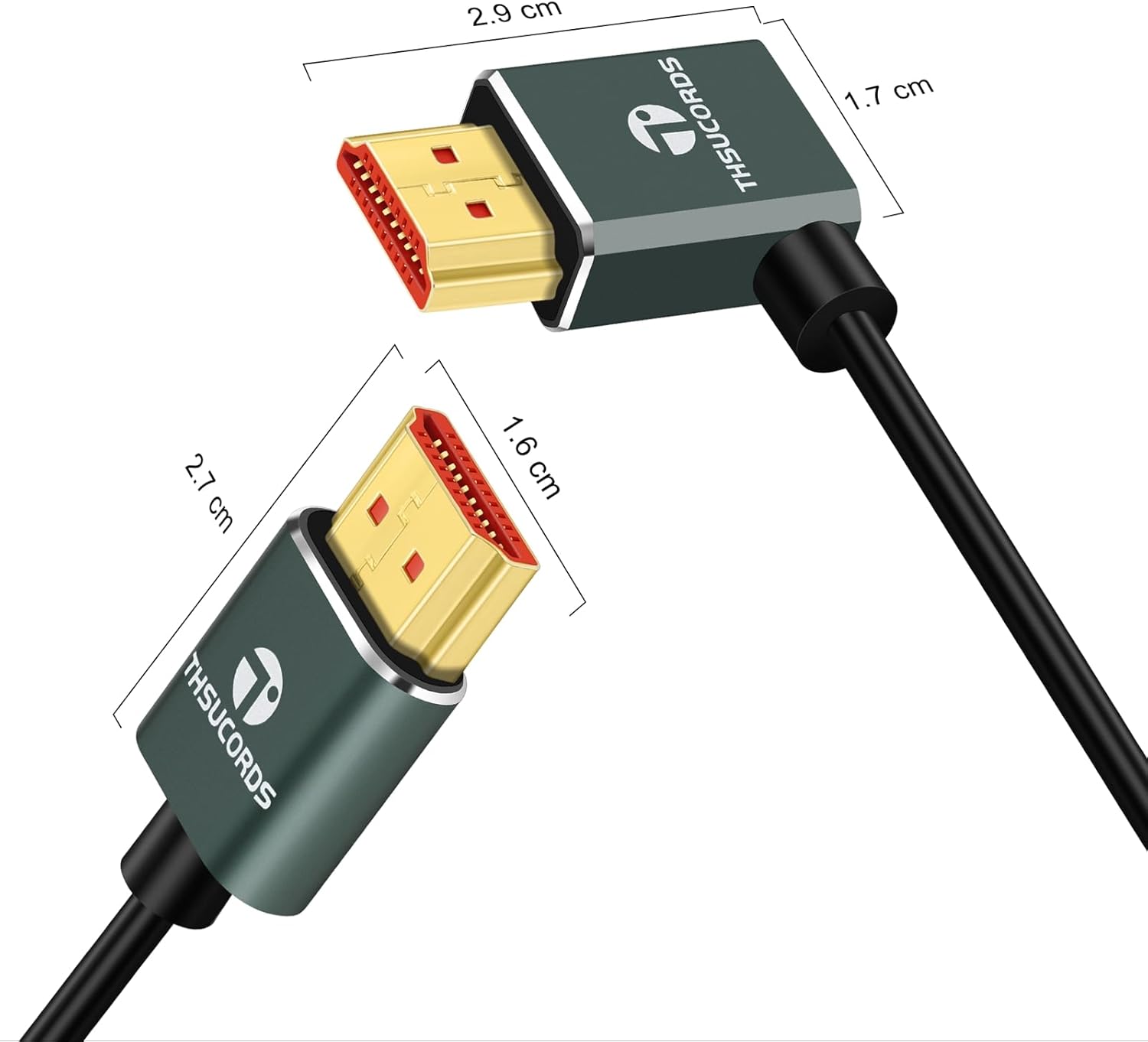 Thumbnail 2 de Thsucords Ultradünnes 8K HDMI Winkelstecker 2.1 0,5 m – Linkswinkliges Kabel (90°)
