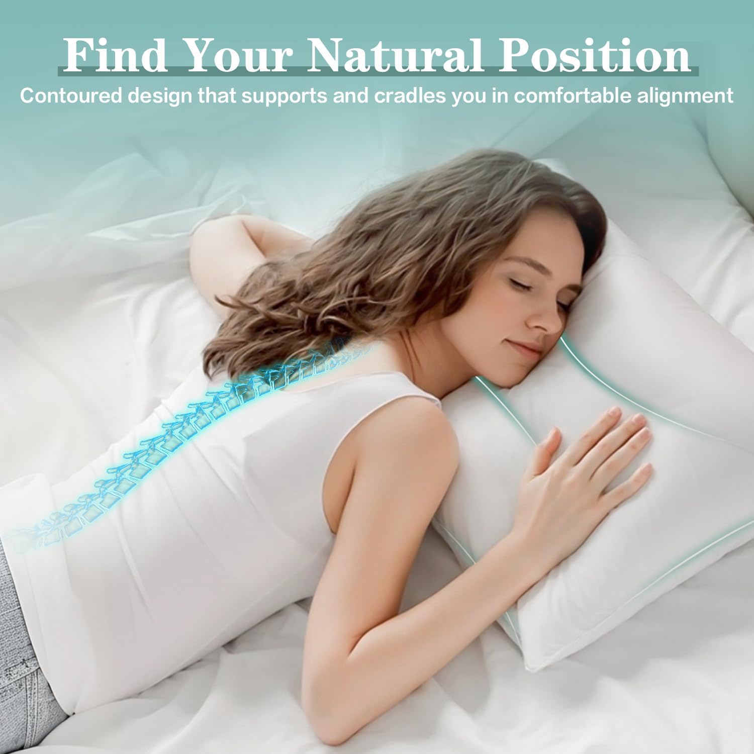 Thumbnail 3 de SofGlowly Ultra Thin Pillow, 2.75-Inch Low-Loft Down-Alternative Pillow