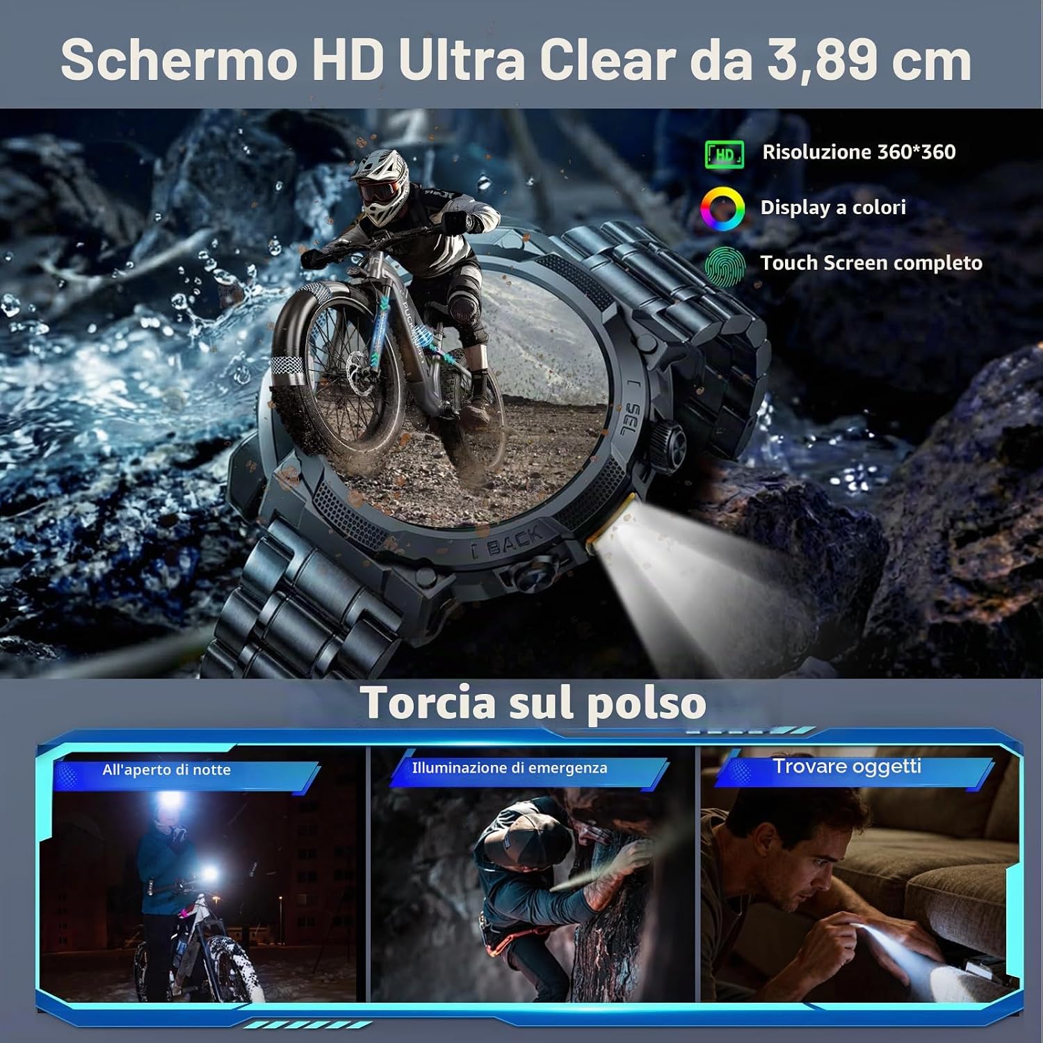 Detalle 2 de Soudorv 2026 Smartwatch Uomo-Donna: schermo AMOLED 1,53", 1000 mAh, chiamate e WhatsApp, 100+ sport e monitoraggio salute