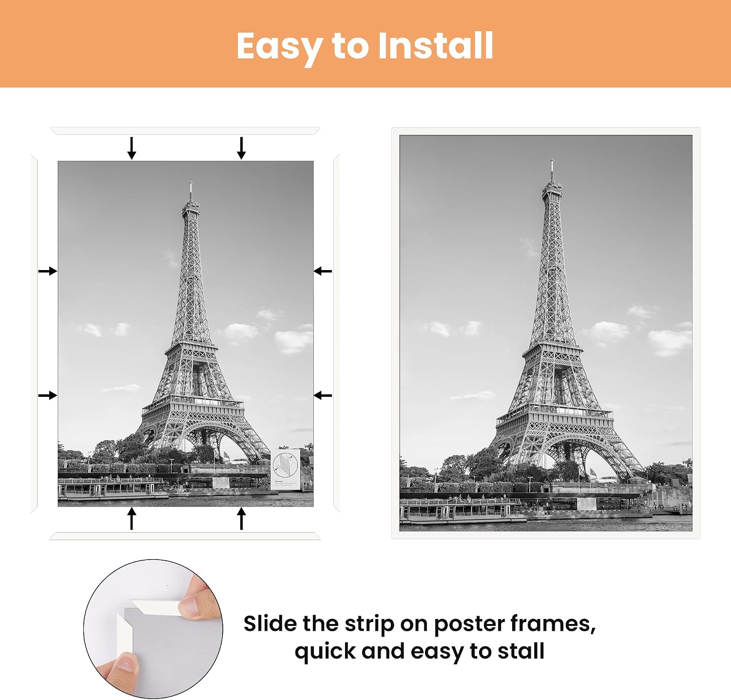 Detalle de upsimples 24x36 Poster Frames, 3-Pack, White Plastic, Slide-In Assembly