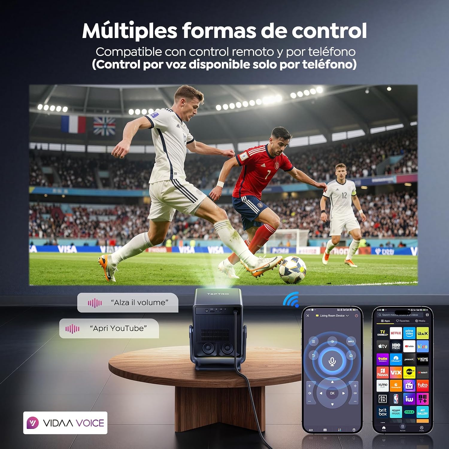 Thumbnail 6 de TOPTRO Proyector 4K A2 con VIDAA: cine en casa y exterior con sonido Dolby y control por voz