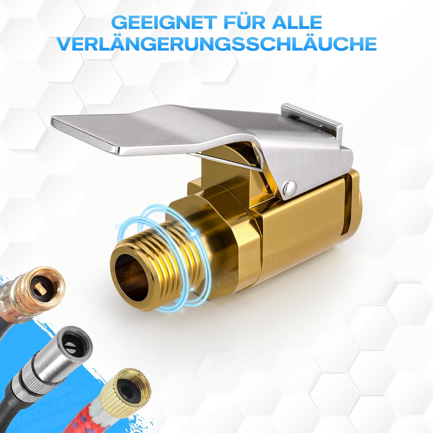 Thumbnail 2 de WATSABRO Fahrradventil Adapter-Set: Autoventil, Französisches Ventil und Dunlop Adapter