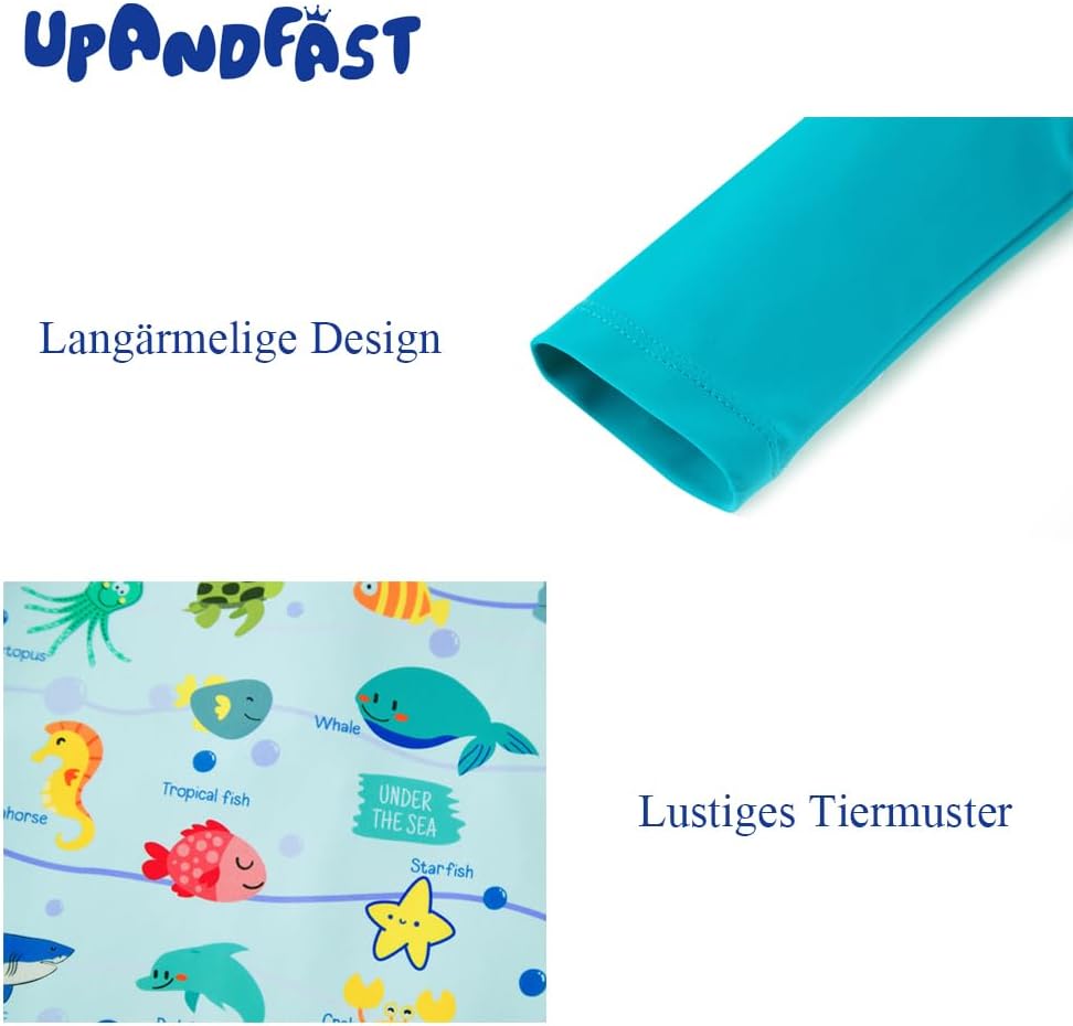 Thumbnail 4 de upandfast Baby Badeanzug mit Sonnenhut UPF 50+ (mit Reißverschluss-Garage) – Bademode für Babys