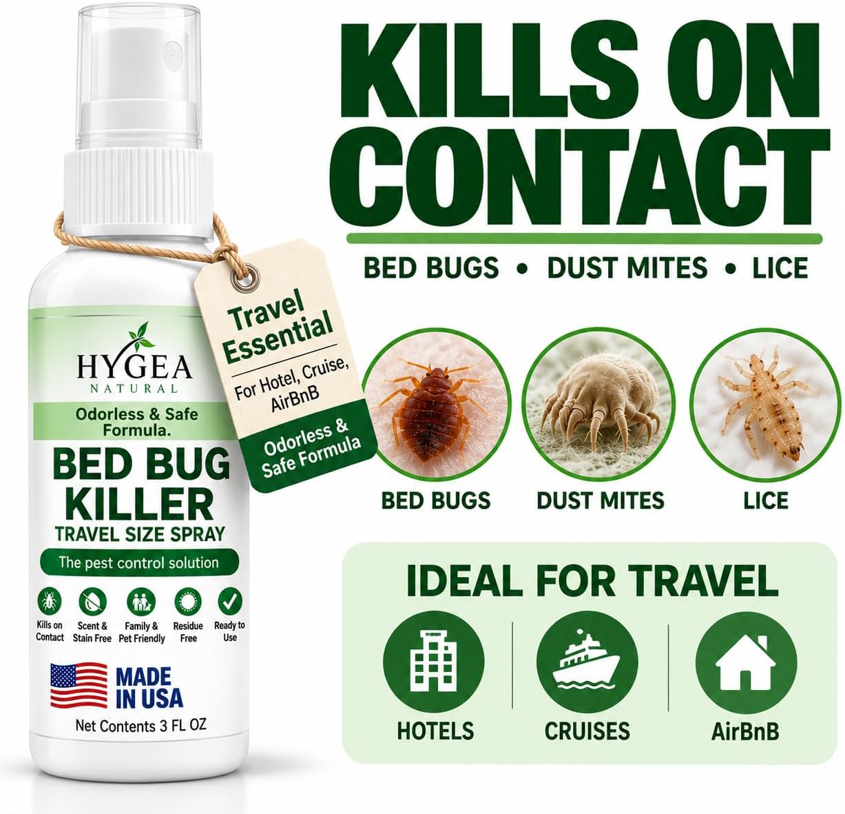Thumbnail 1 de Hygea Natural EXT-1001 Travel Bed Bug Spray, TSA-Approved 3 oz Formula