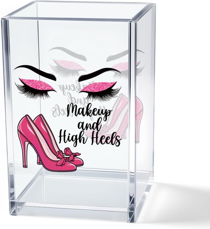 Detalle de Vgrti Acrylic Makeup Brush Organizer, 2.5 x 2.5 x 4 Inches