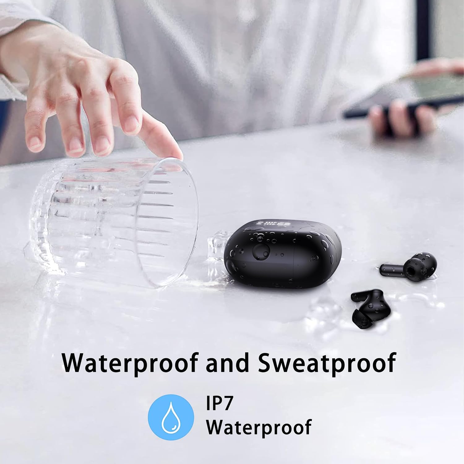 Thumbnail 6 de xinwld A97 Wireless Earbuds (Bluetooth 5.4) with 4 ENC Noise Cancelling Mic, Deep Bass, 40H Playtime, LED Display, IP7 Waterproof