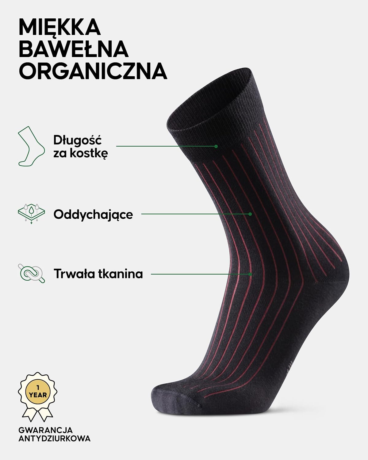 Detalle 2 de DANISH ENDURANCE skarpety z bawełny organicznej, miękkie i oddychające, unisex