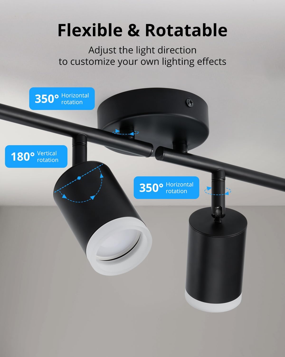 Thumbnail 2 de Gr4tec LED Ceiling Spotlight 4 Way – Modern, Rotatable GU10 Bar in Matte Black