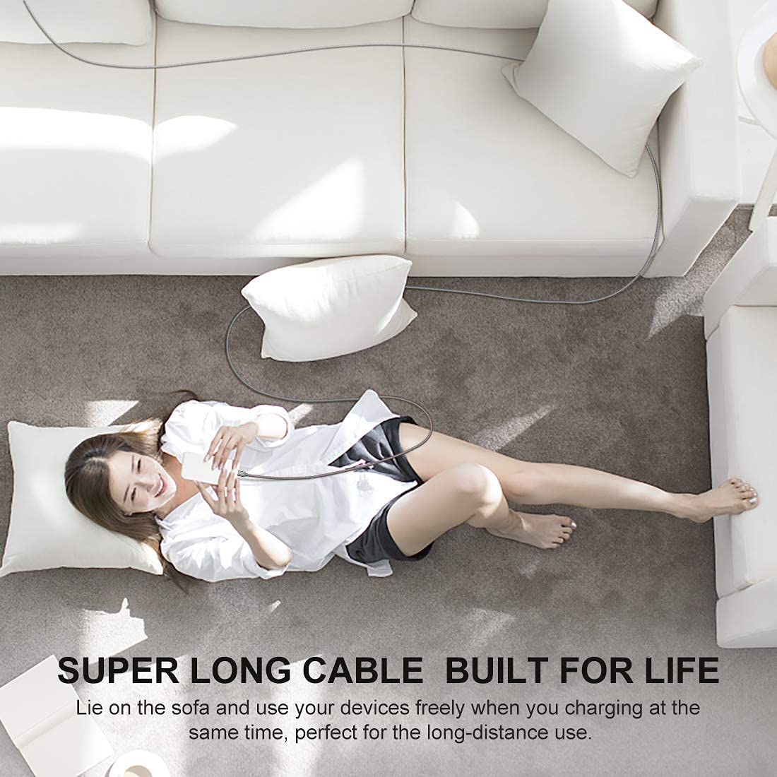 Thumbnail 1 de CLEEFUN Long USB-C to USB-A 3 m fast charging cable