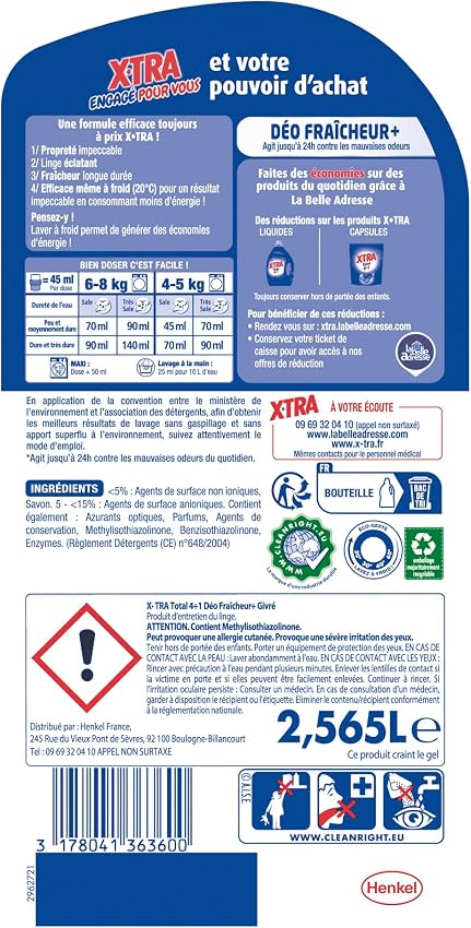 Detalle 2 de X-Tra Total Lessive Liquide 57 lavages