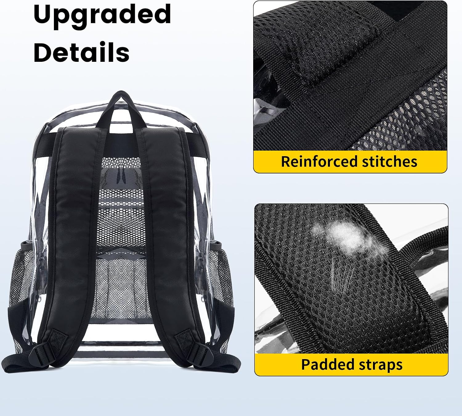 Thumbnail 5 de Vorspack Clear Backpack Heavy Duty PVC Transparent Backpack (Extra Large, Black)