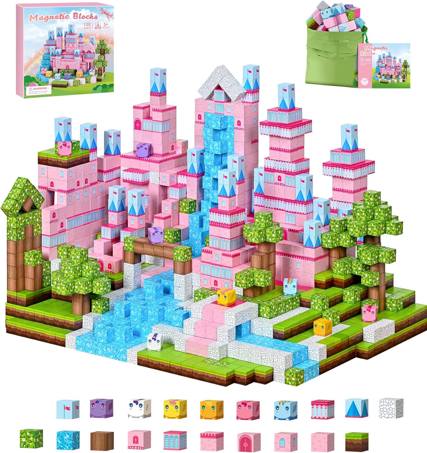 Detalle de 100pcs Magnetic Castle Building Set for Kids 🧩