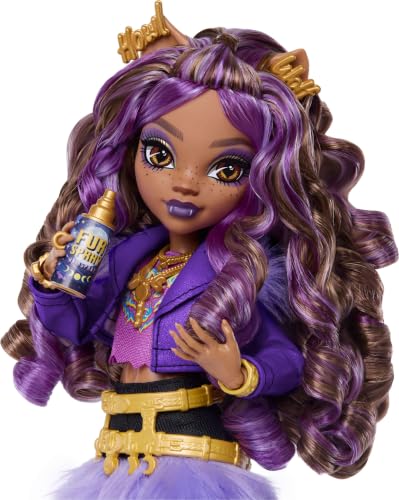 Detalle de Monster High Clawdeen Wolf: Muñeca con Cachorro Lobo Crescent y 7 accesorios