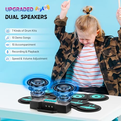 Detalle de CAHAYA Batteria Elettronica Portatile 9 Pad: pensata per bambini e principianti