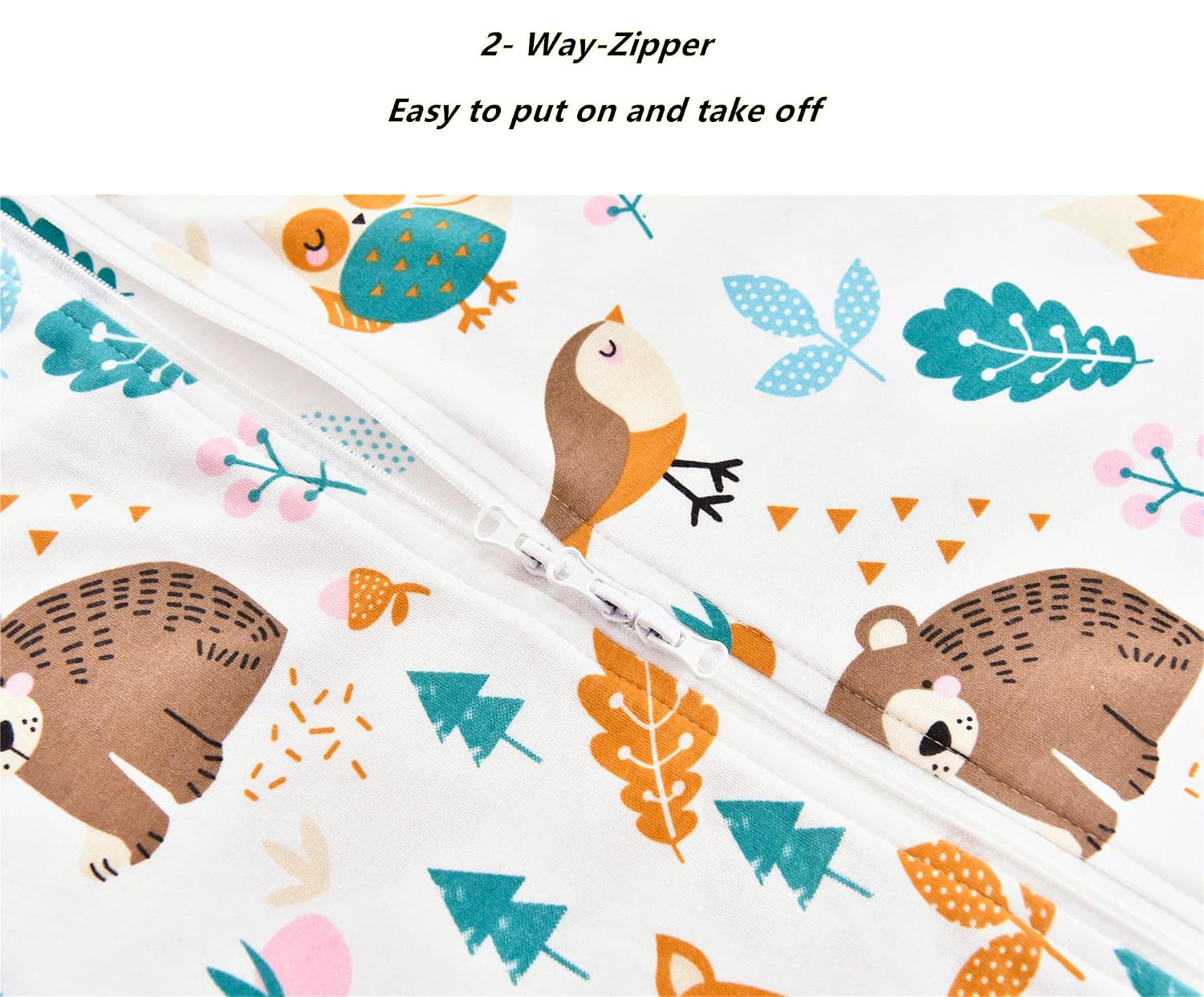Detalle de Chilsuessy Baby Schlafsack Sommer mit Füßen 0.5 Tog – 100% Baumwolle, Waldtiere, 70–100 cm