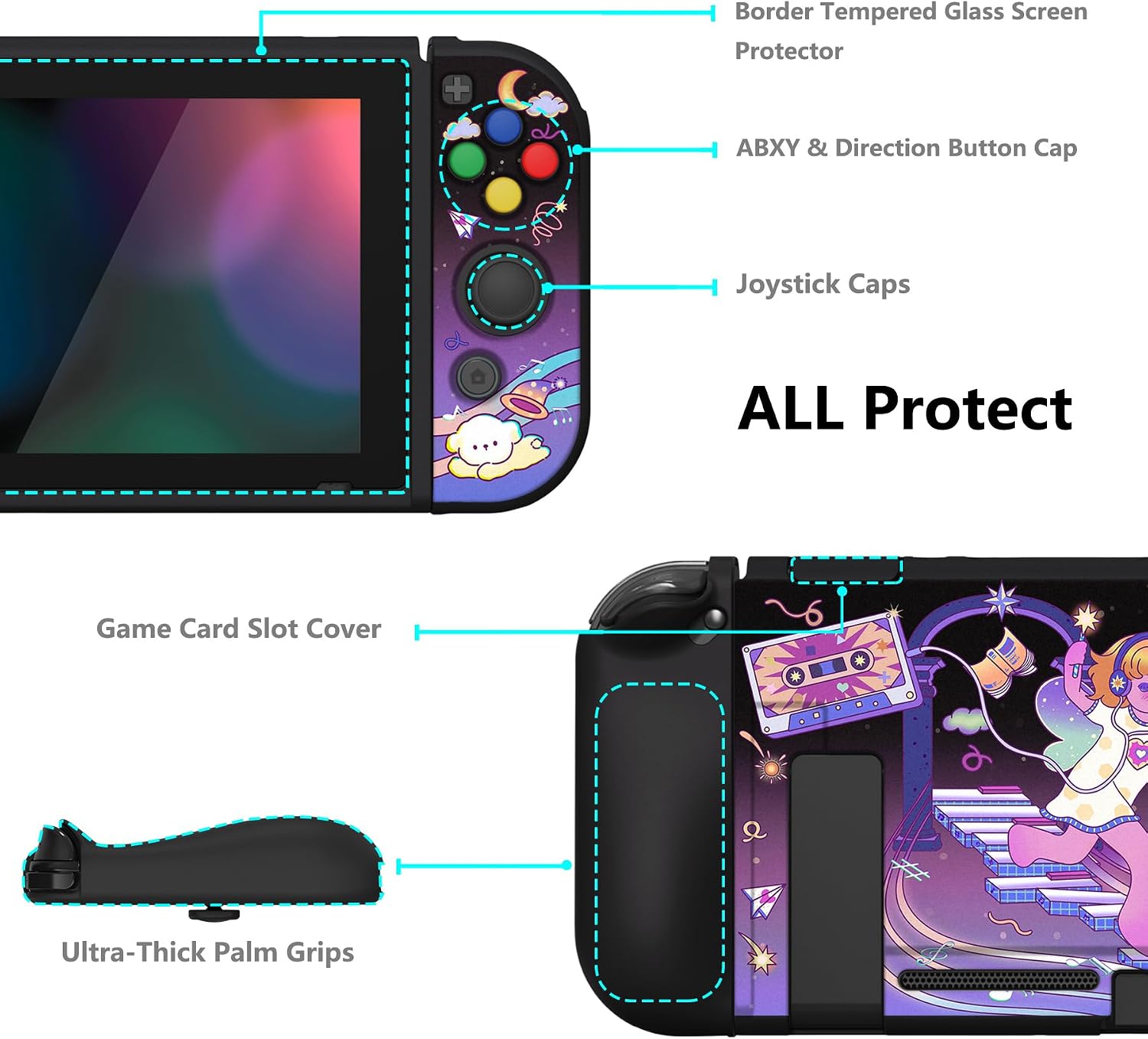 Thumbnail 4 de PlayVital ZealProtect Soft Protective Case for Nintendo Switch with Screen Protector and Accessories