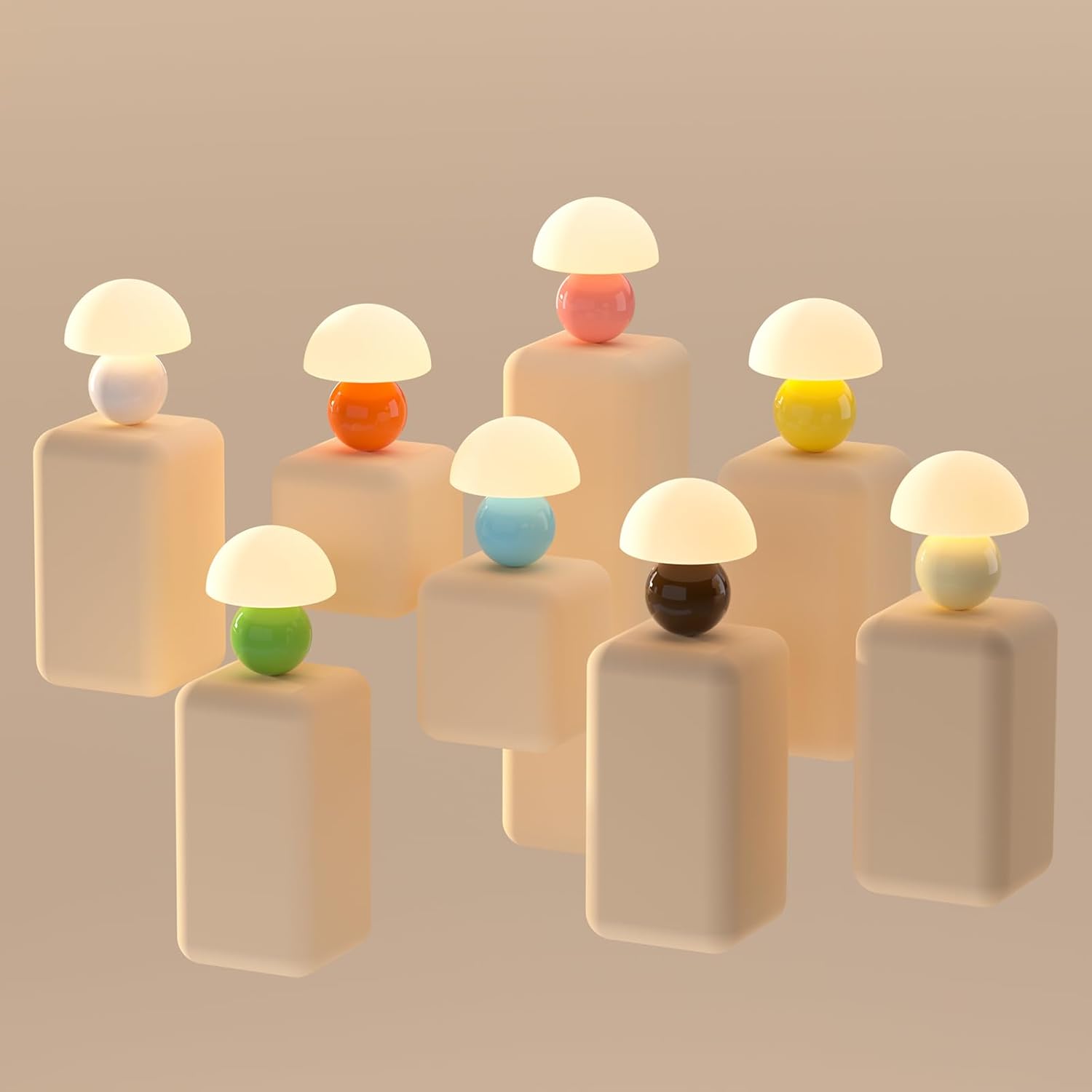 Thumbnail 6 de Dawnwake Mushroom Lamp table lamp in Orange – dimmable mini bedside light