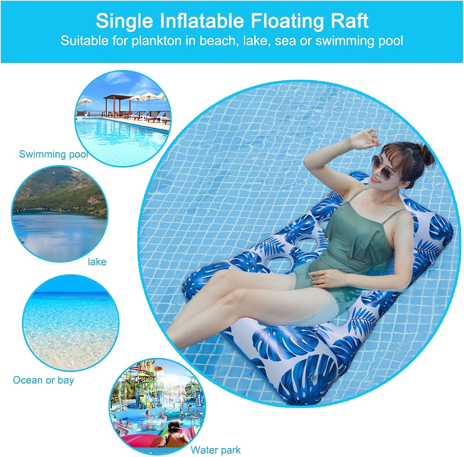 Thumbnail 6 de YELINTIAN Inflatable Pool Lounger with 15 Cooling Holes