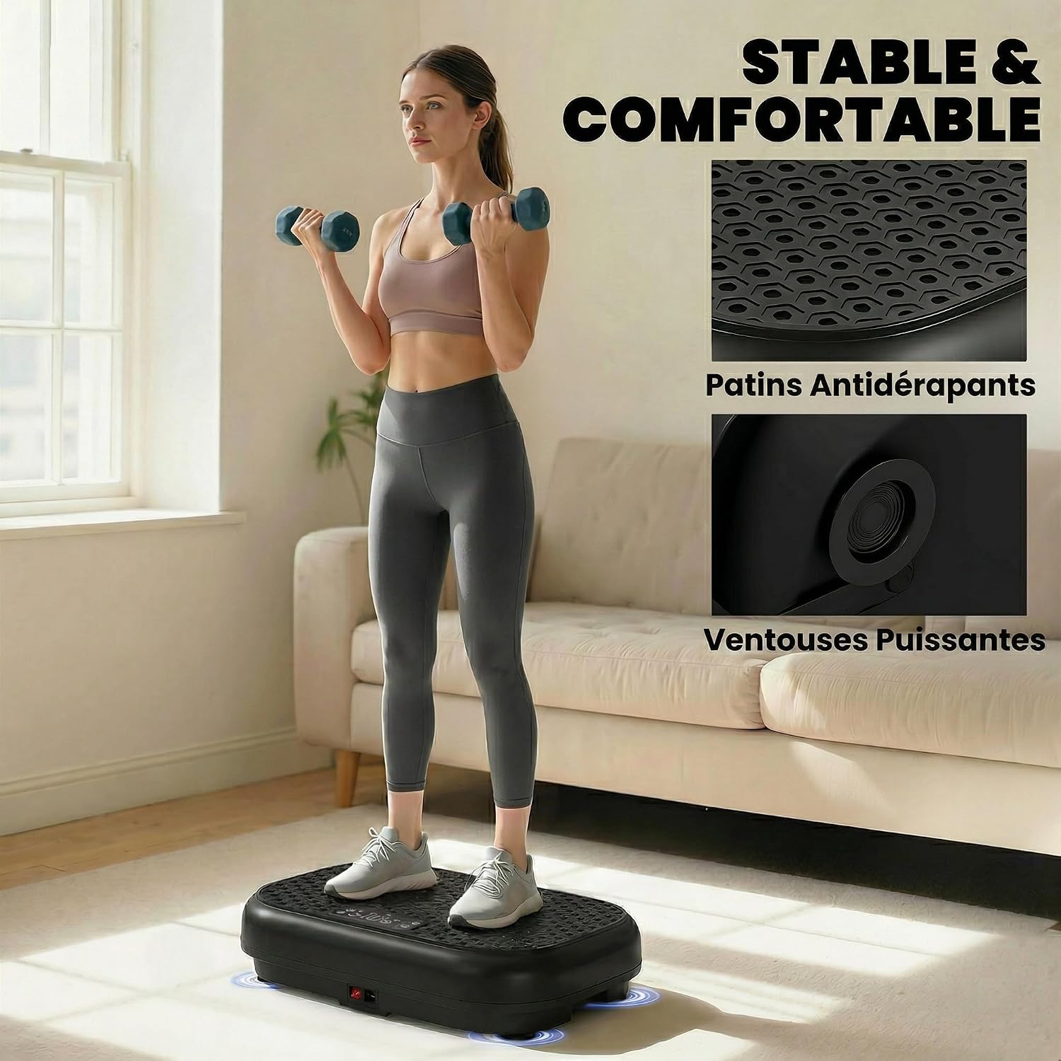 Detalle de SPORTNOW A90-429V90BK trilplaat, 200 W, 120 snelheden en weerstandsbanden