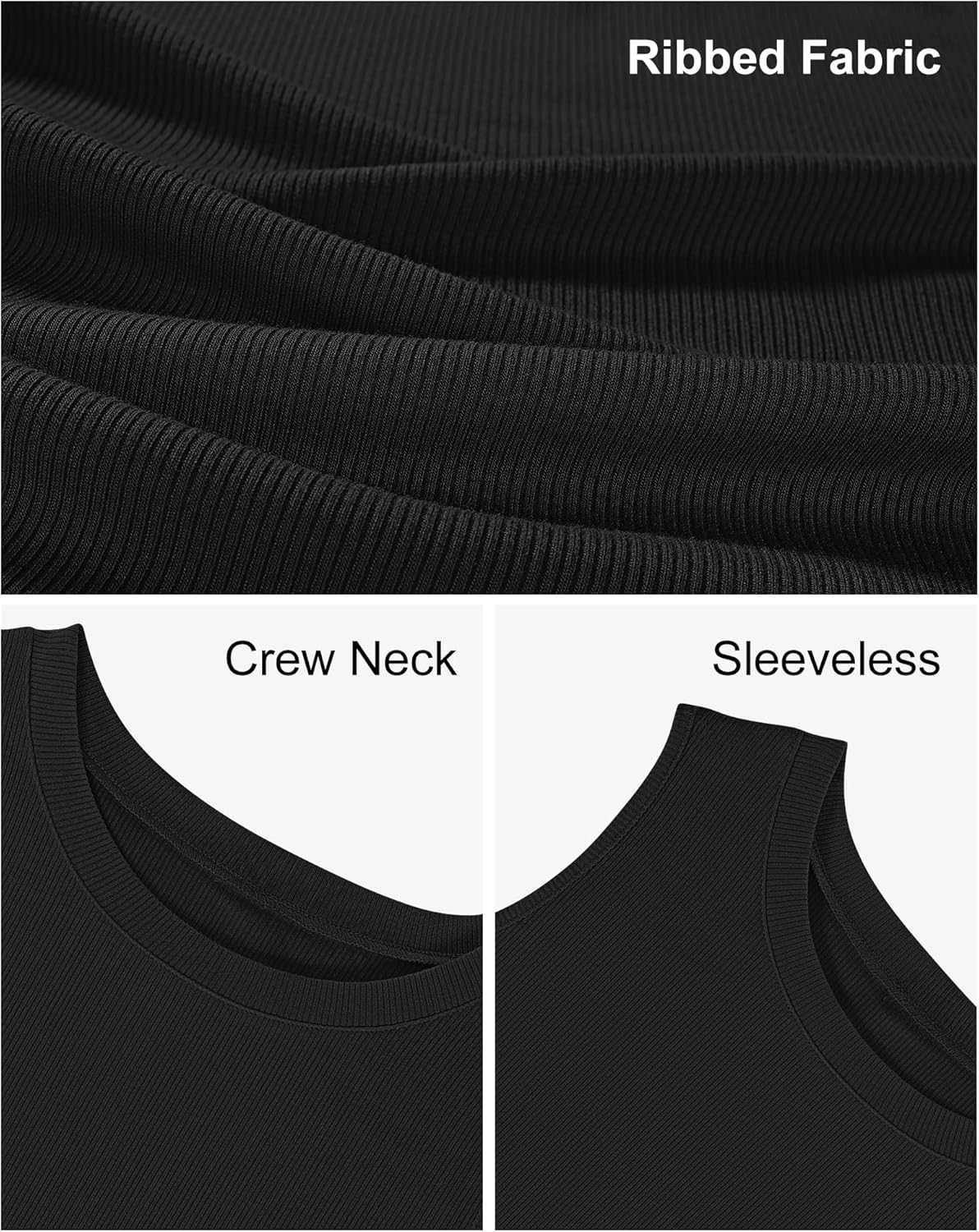 Thumbnail 4 de PLMOKEN Tank Top Damen Sommer Slim Fit Rippenstrick Rundhals - Ärmelloses Basic Oberteil