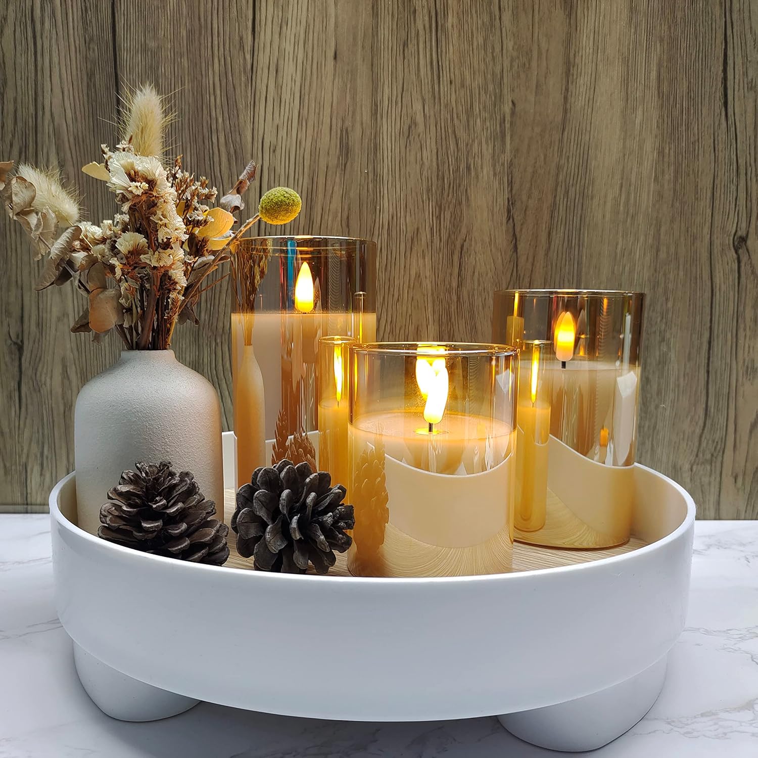 Thumbnail 2 de Tyawon Glass Flameless LED Candles Pack of 3 🕯