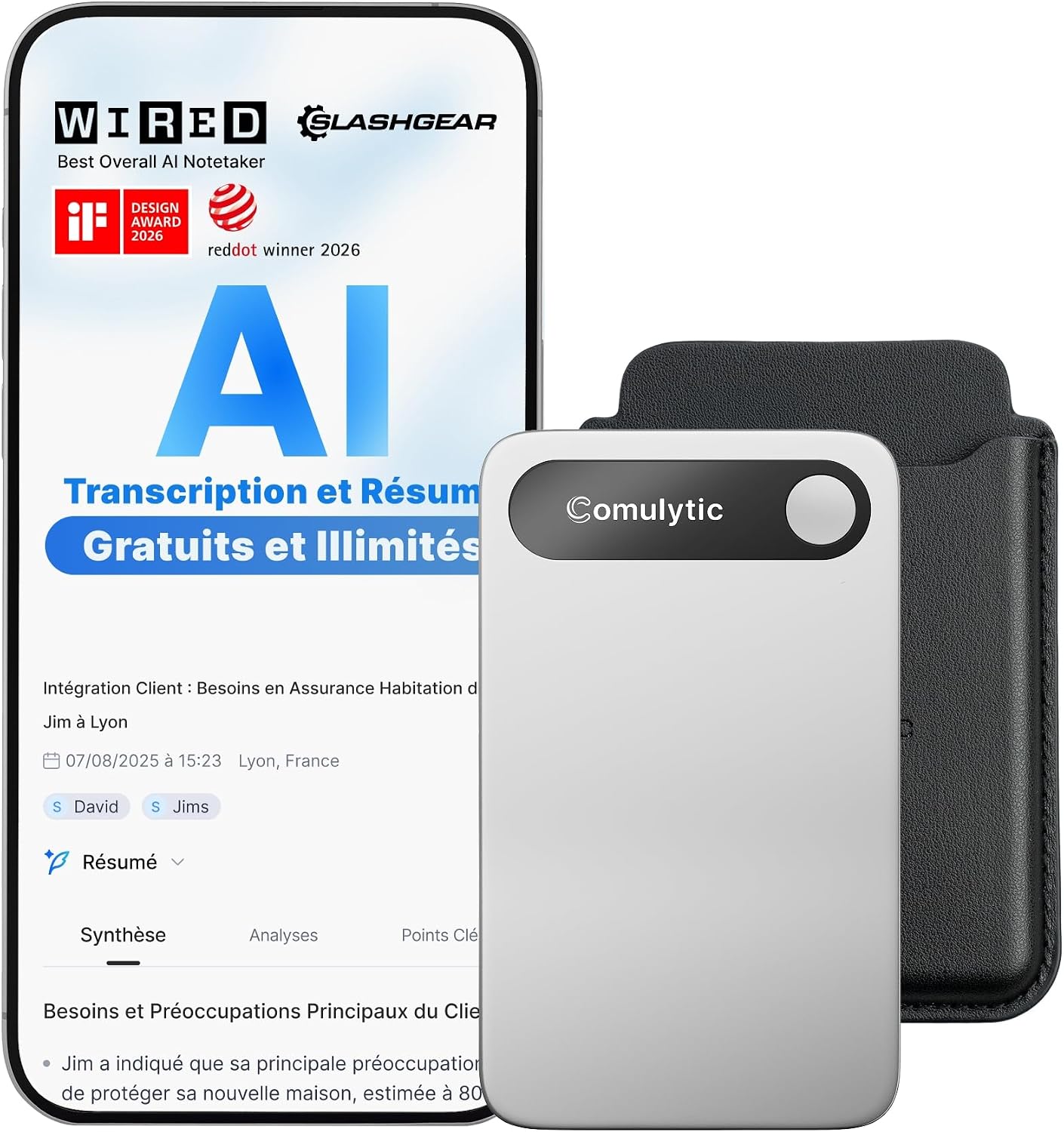 Detalle de Comulytic Note Pro AI-spraakrecorder met 64 GB en transcriptie in 113 talen