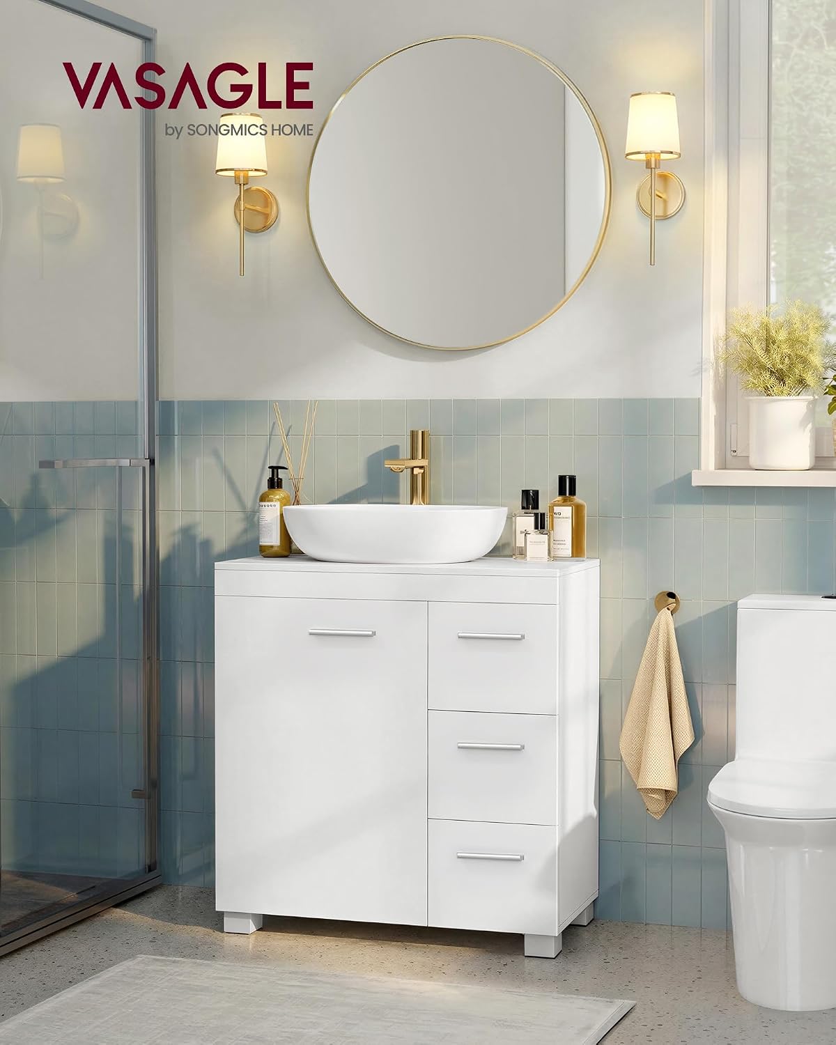 Detalle 2 de VASAGLE Mobile Sottolavabo 30x60x64 cm Bianco Nuvola