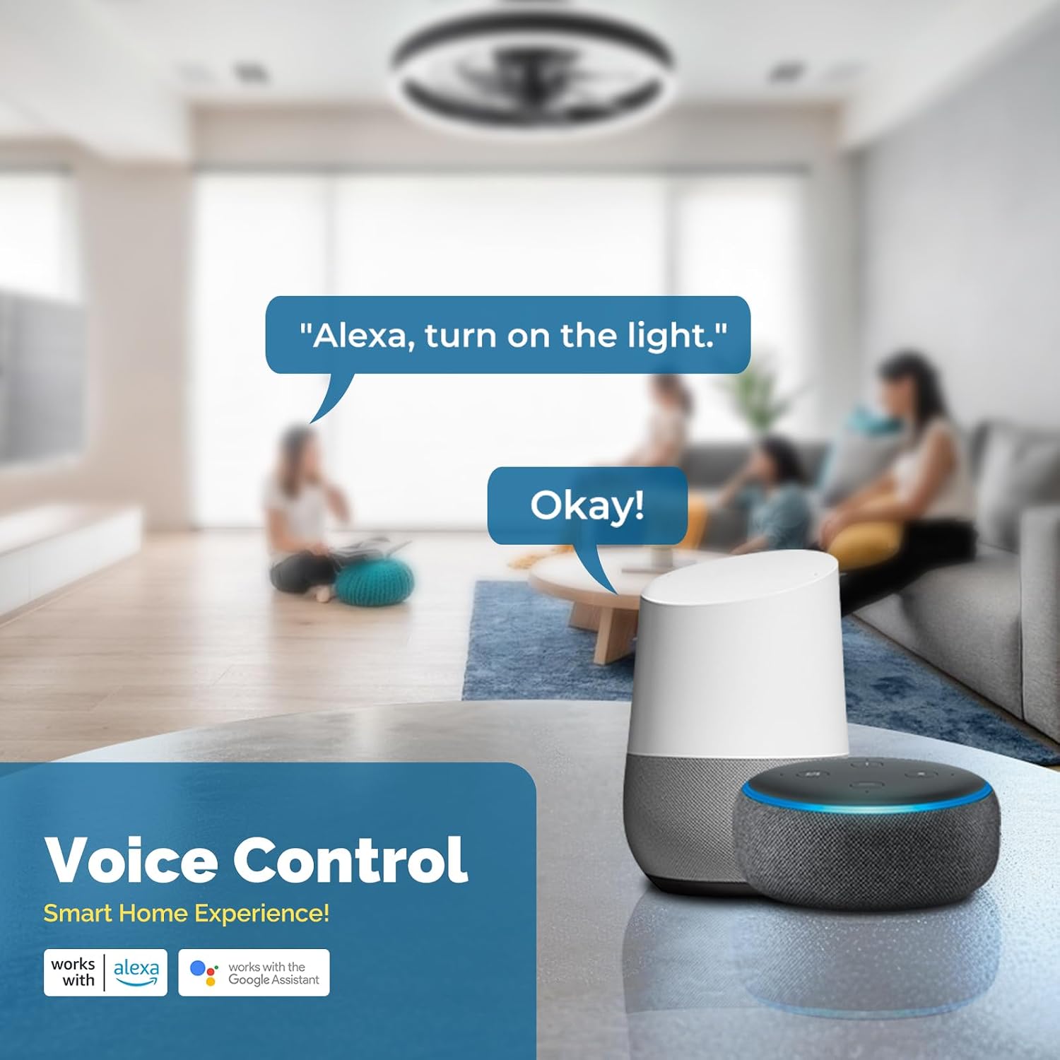 Detalle 2 de # CHANFOK 16'' Smart Ceiling Fan with Lights (Black) – Alexa & Google Assistant Compatible