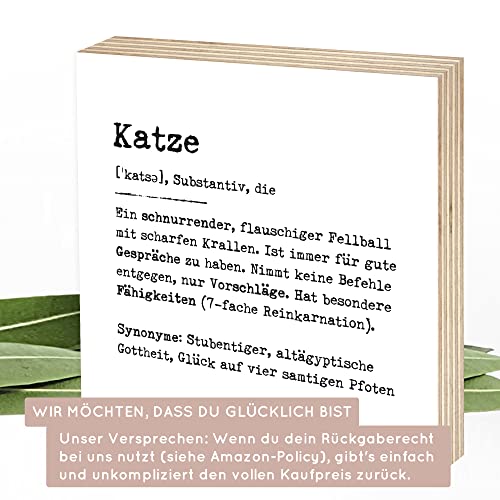 Thumbnail 7 de Wunderpixel® Holzbild Definition Katze – 15x15x2 cm, naturbelassenes Birkenholz, textiert, zum Aufstellen oder Aufhängen