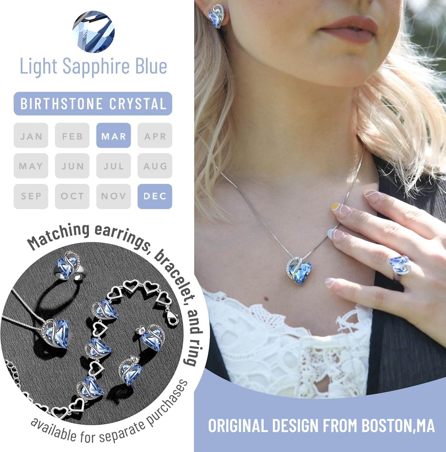 Thumbnail 3 de Leafael Infinity Heart Birthstone Necklace 18"