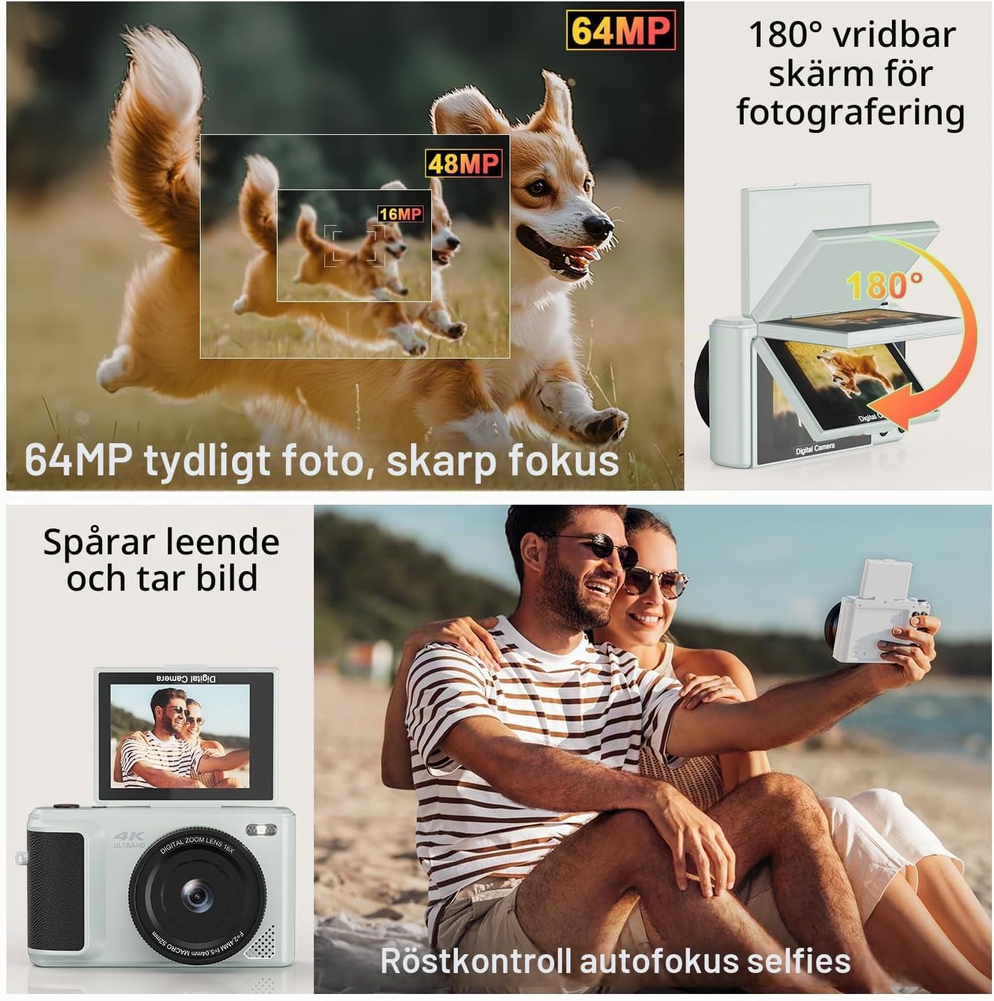 Detalle de ARNSSIEN Y1 kompaktkamera med 4K-video och 16× digital zoom