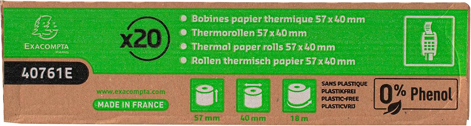 Thumbnail 4 de Exacompta Rif. 40761E – Confezione da 20 bobine termiche per carta di credito, 57×40 mm
