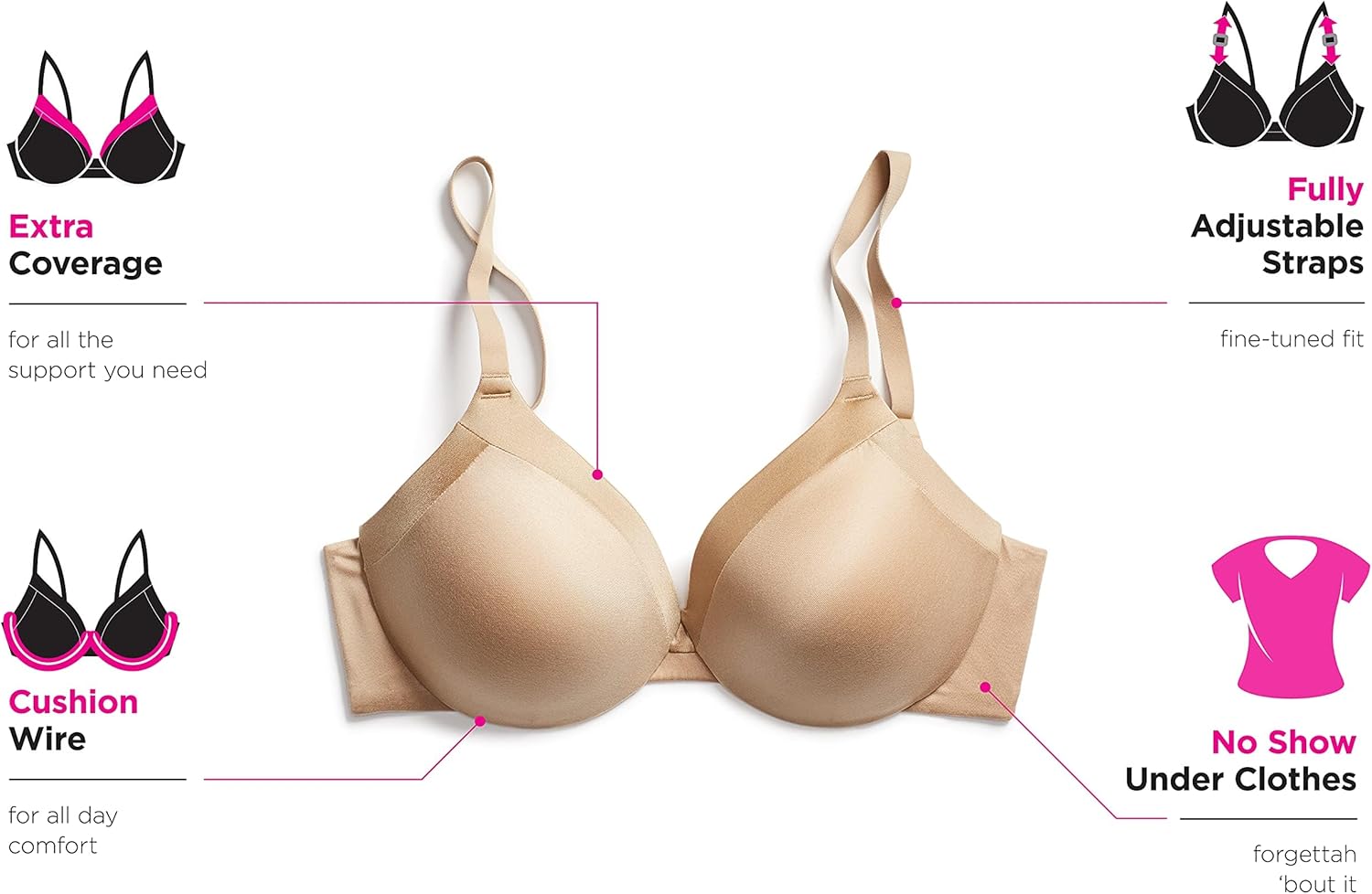 Thumbnail 5 de Maidenform Comfort Devotion Underwire Bra — Convertible T-shirt Bra (Retired Colors)