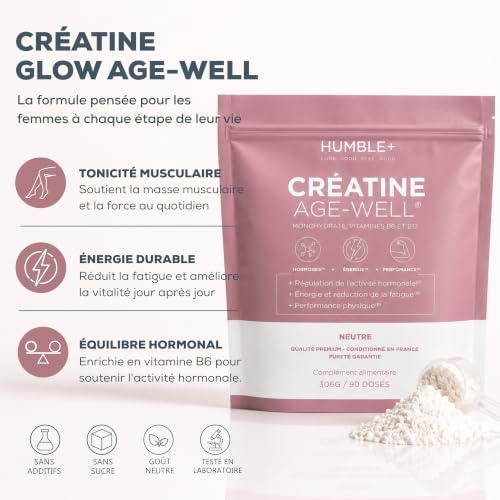 Thumbnail 1 de HUMBLE+ Créatine Glow Age-Well Monohydrate + B6 & B12 – 310 g