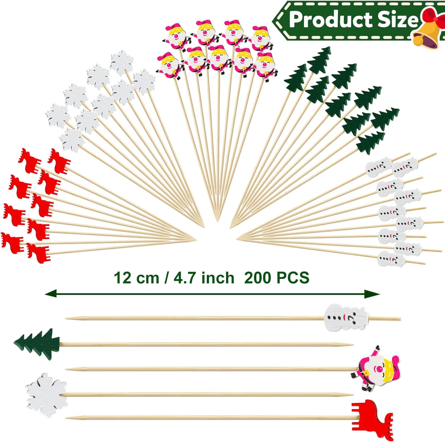 Detalle 2 de Bekeify Noël Cocktail Sticks 200 pièces 🍷