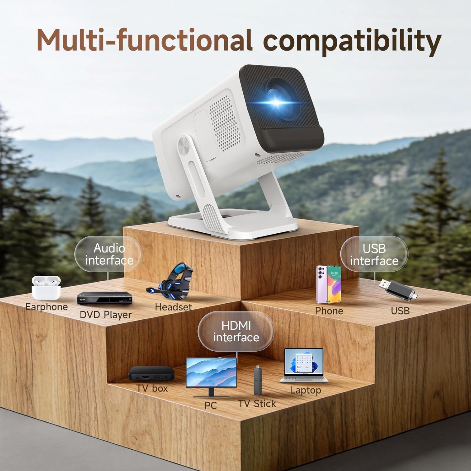 Thumbnail 4 de Mini Projector with WIFI 6 and Bluetooth