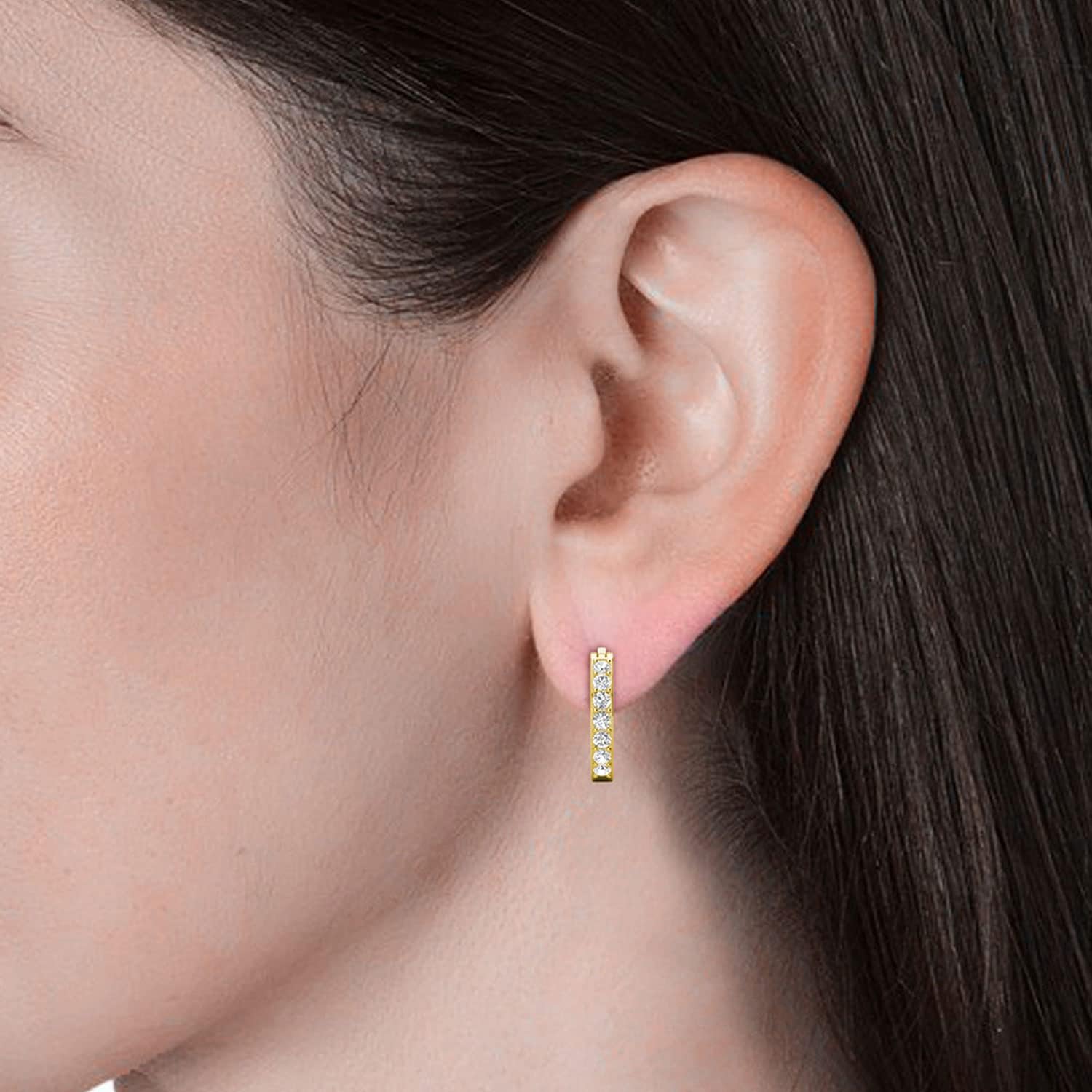 Detalle de Hoop Loop Earrings in 18K White Gold with Sparkling Crystal (with jewellery box) for Women