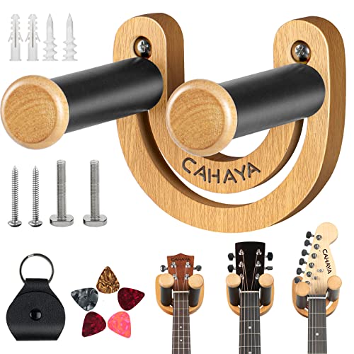 Detalle de CAHAYA Support mural pour guitare avec crochet réglable en forme de U – 5 médiators et sac de sélection inclus