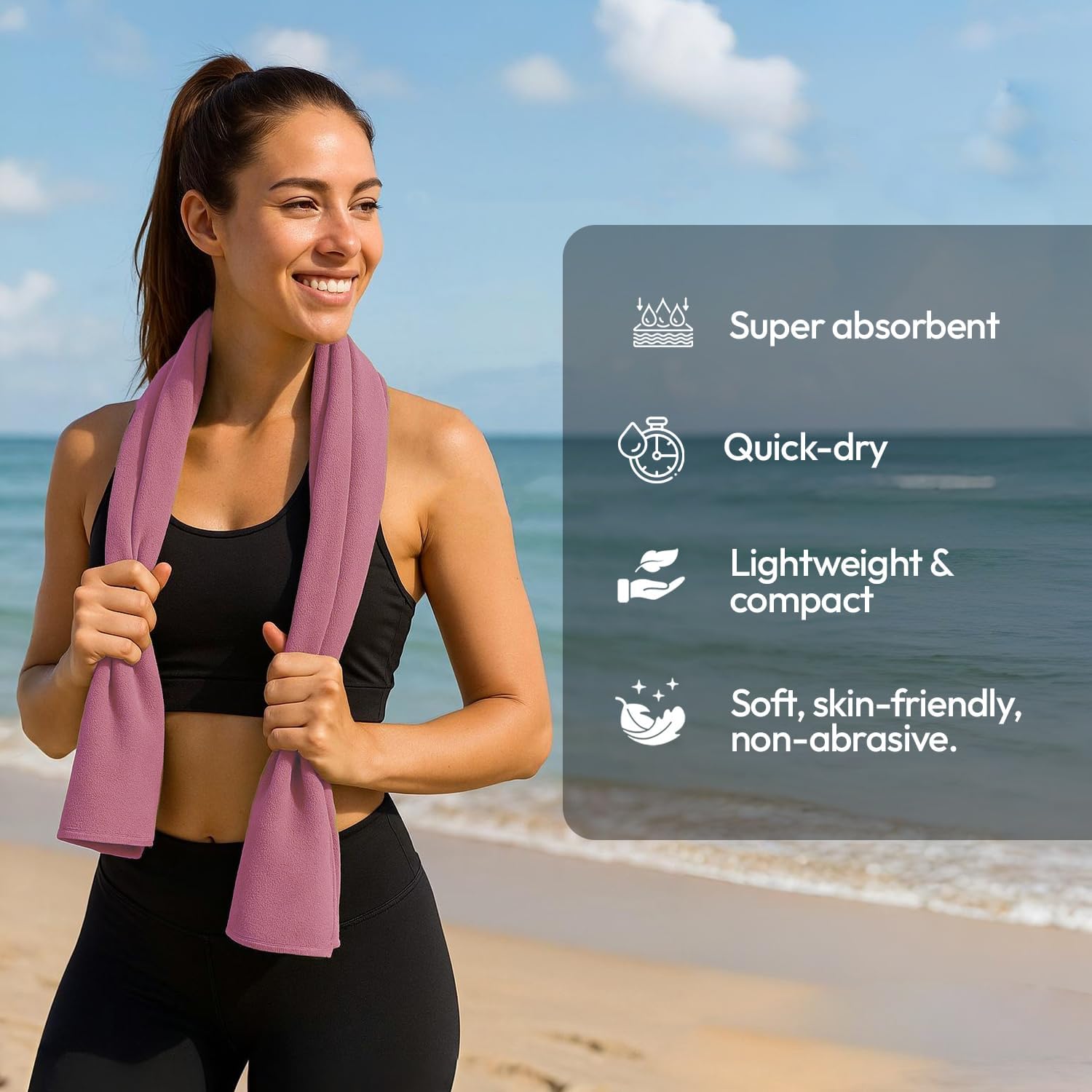 Thumbnail 3 de azark Microfibre Towel – Quick Dry, Lightweight & Super Absorbent (Pink, Large)