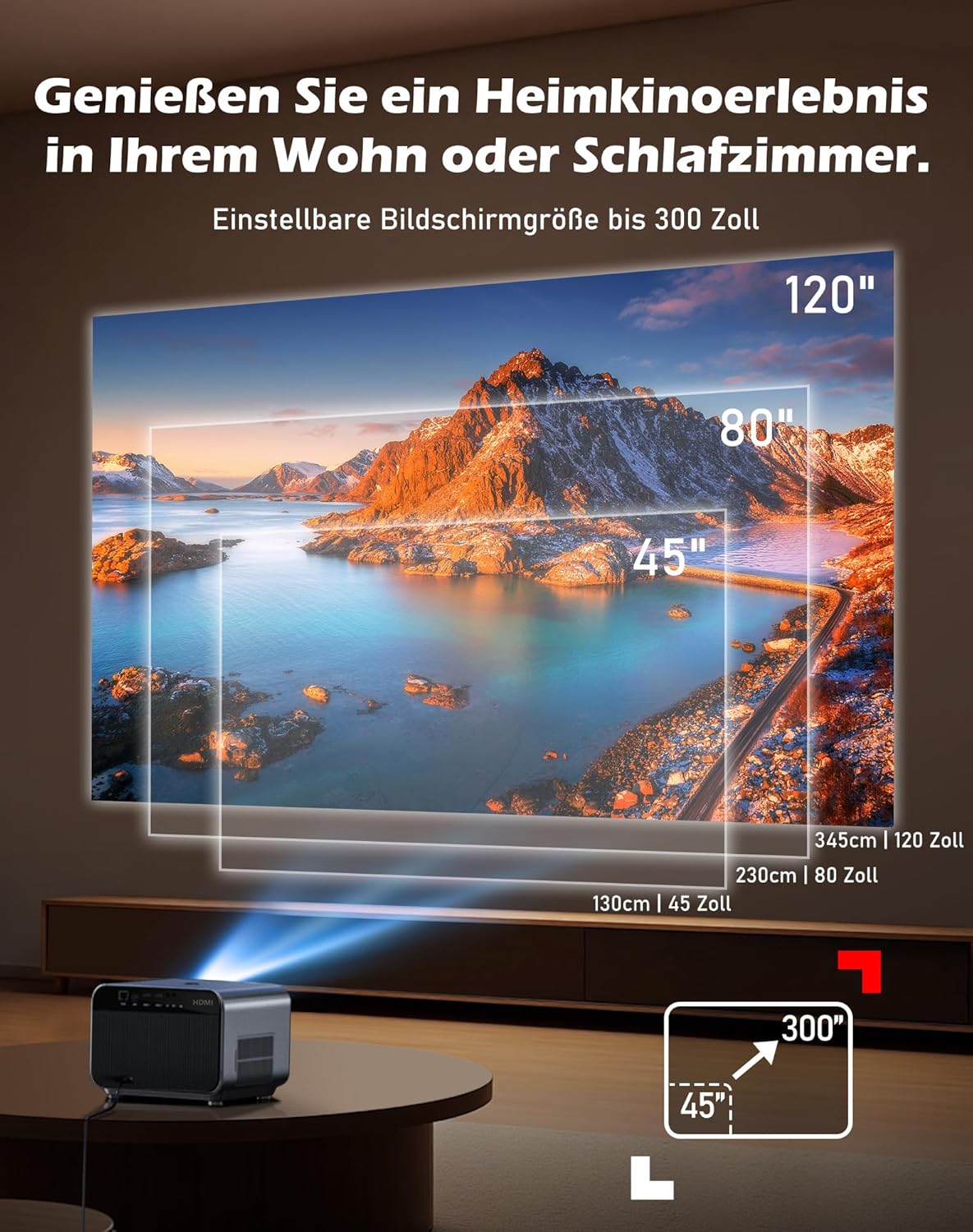 Thumbnail 5 de VGKE Beamer 4k Heimkino – Kompatibel mit Netflix, Autofokus & 1100 ANSI, WiFi6