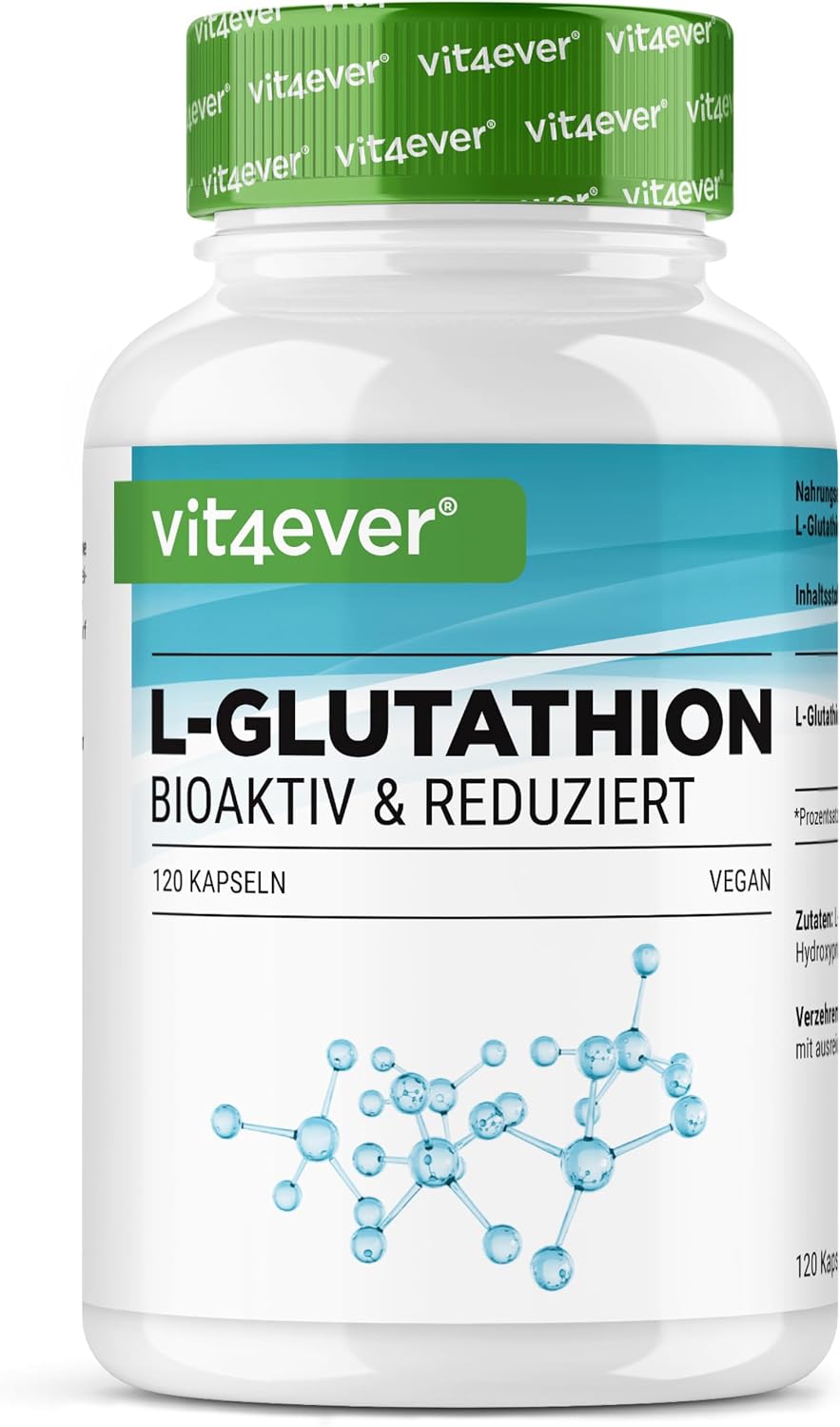 Detalle de L-Glutatione ridotto 500 mg 120 capsule vegane premium (fermentazione)