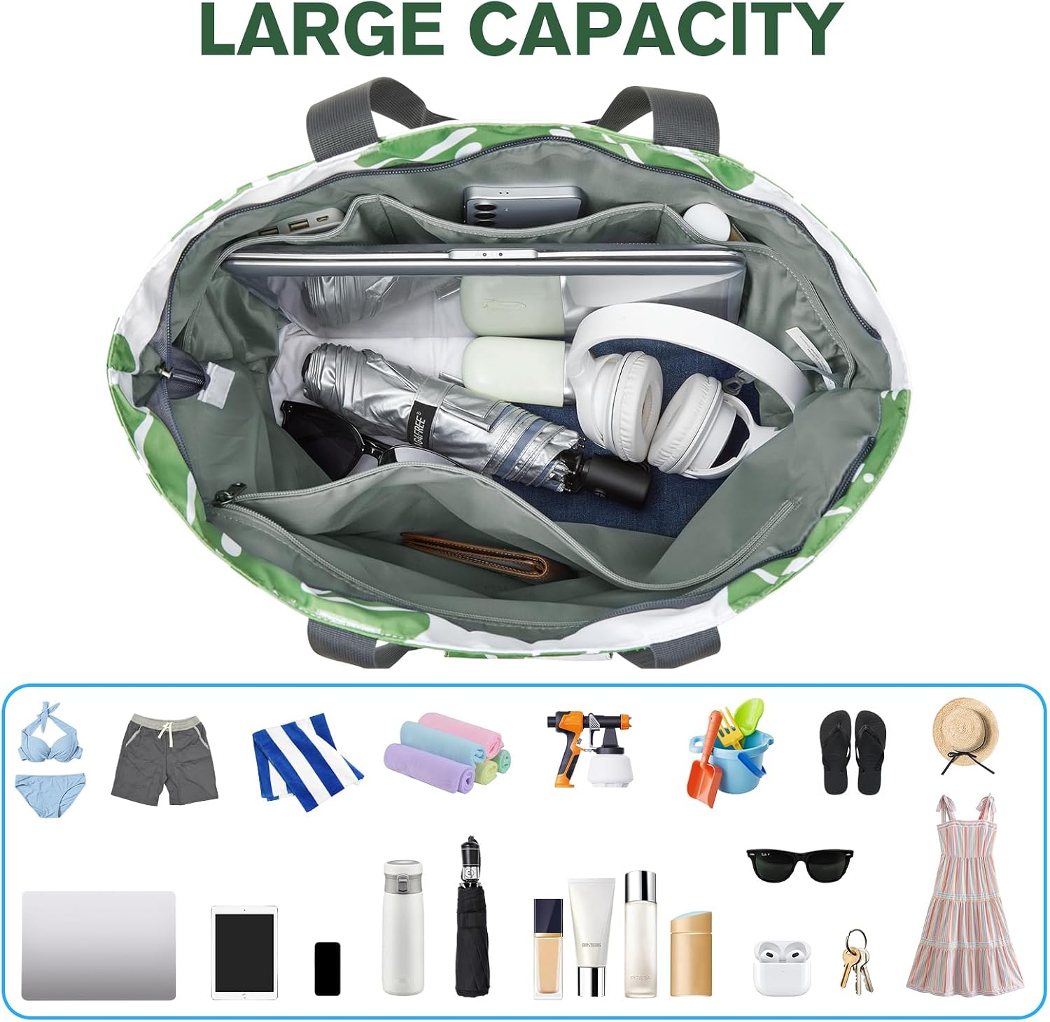 Thumbnail 6 de G4Free Large Beach Bag for Women: Waterproof 35L Tote with Foldable Design and Zippered Pocket