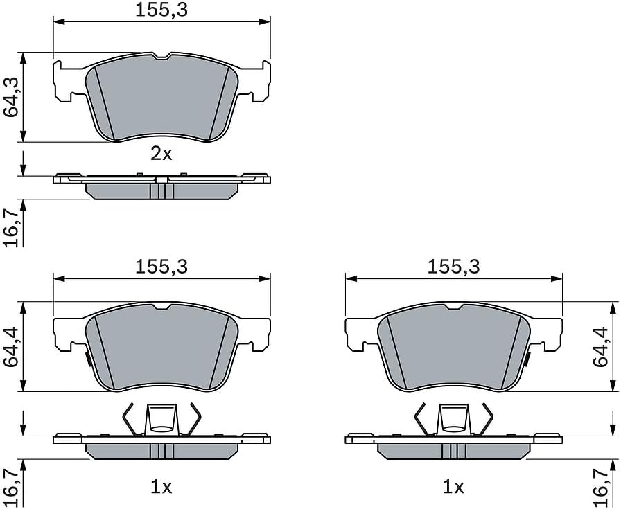 Detalle 1 de Bosch BP2514 set di 4 pastiglie freno con certificazione ECE-R90-1