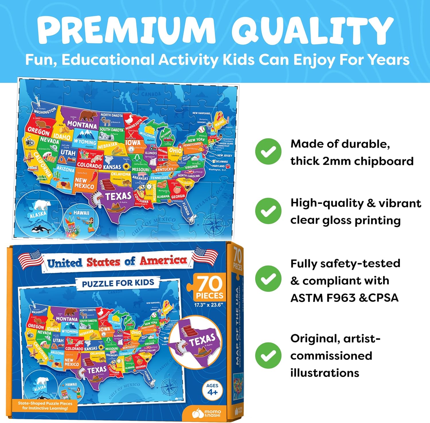Thumbnail 1 de United States Map Puzzle 70 pcs 🧩
