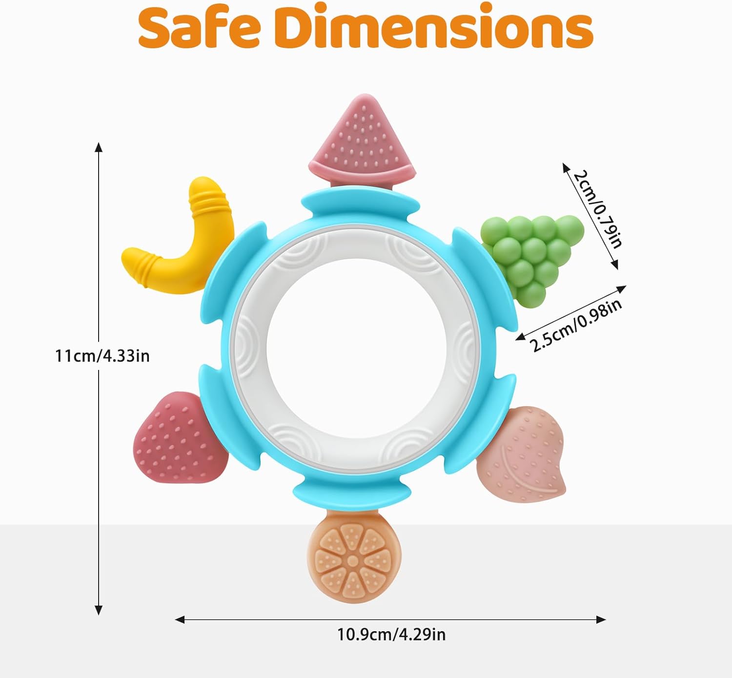 Thumbnail 1 de AiTuiTui Grignoteuse en silicone forme fruit avec anneau facile à saisir (bleu) – 0 à 36 mois
