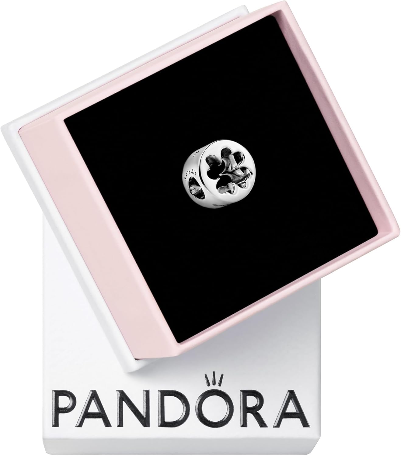 Detalle de Pandora Dije de plata calado en forma de trébol 💍
