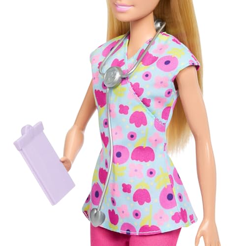 Thumbnail 2 de Barbie Profesiones: Conjunto de muñeca pediatra con Pelo Rubio y Bata rosa (JMK12)